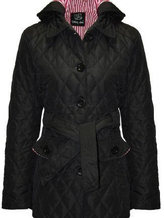 Catch-One-Womens-Ladies-Quilted-Padded-Button-Hooded-Winted-Belted-Jacket-Coat-Black-S-0
