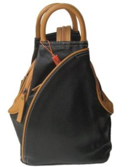 Cavalieri-Italian-Leather-Rucksack-Backpack-Shoulder-Bag-Black-Tan-0