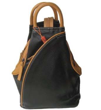 Cavalieri-Italian-Leather-Rucksack-Backpack-Shoulder-Bag-Black-Tan-0
