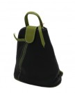 Cavalieri-Soft-Small-Italian-Leather-Rucksack-Backpack-Shoulder-Bag-Black-and-Green-0-0