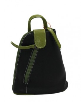Cavalieri-Soft-Small-Italian-Leather-Rucksack-Backpack-Shoulder-Bag-Black-and-Green-0