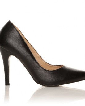 DARCY-Black-PU-Leather-Stilleto-High-Heel-Pointed-Court-Shoes-Size-UK-6-EU-39-0