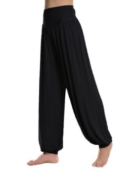 DJT-Women-Harem-Style-Ruched-Slouchy-Full-Length-Soft-Casual-HippieJumpsuitYogaJoggingSportswearBloomerBottomPantTrousers-Black-0