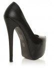 DONNA-Black-PU-Leather-Stilleto-Very-High-Heel-Platform-Court-Shoes-Size-UK-7-EU-40-0-1
