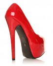 DONNA-Red-Patent-PU-Leather-Stilleto-Very-High-Heel-Platform-Court-Shoes-Size-UK-3-EU-36-0-1