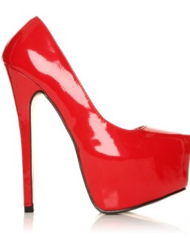 DONNA-Red-Patent-PU-Leather-Stilleto-Very-High-Heel-Platform-Court-Shoes-Size-UK-3-EU-36-0