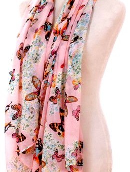 Demarkt-Fashion-Women-Chiffon-Wrap-Colorful-Butterfly-Print-Bowknot-Pattern-Scarf-Shawl-Scarves-Pink-0