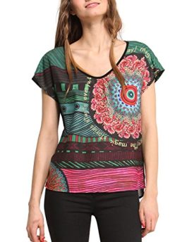 Desigual-Womens-Sara-Regular-Fit-Short-Sleeve-Blouse-Verde-Bronce-Size-8-Manufacturer-SizeX-Small-0