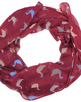 Duck-print-design-women-scarves-Burgundy-0