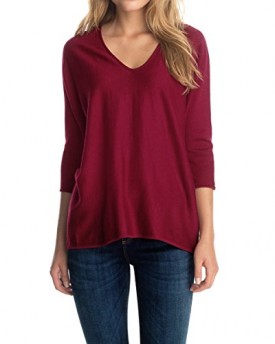 ESPRIT-Womens-V-Neck-34-sleeve-Jumper-Red-Rot-TAWNY-RED-634-8-0