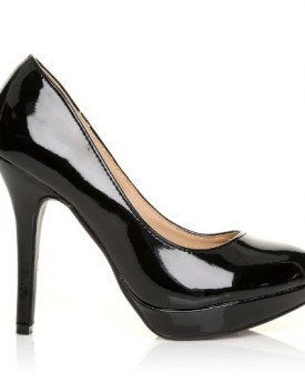 EVE-Black-Patent-PU-Leather-Stiletto-High-Heel-Platform-Court-Shoes-Size-UK-5-EU-38-0