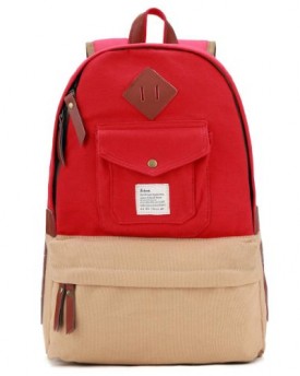 Eshow-Girls-Canvas-School-Backpack-Red-0