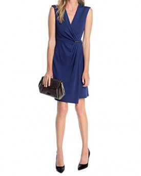 Esprit-Womens-Wrap-Dress-With-Metallic-Detail-Polyester-Blue-Blau-DRAGON-BLUE-429-18-0