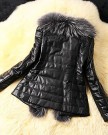 Etosell-Womens-Faux-Raccoon-Fur-Collar-Coat-Slim-Leather-Wind-Coat-Jacket-M-0-5