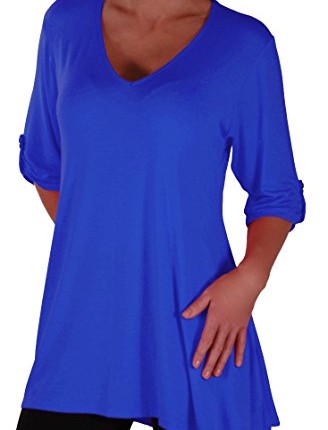 EyeCatch-Plus-Shellie-Womens-Casual-V-Neck-Tunic-Plus-Size-Ladies-Flared-Long-Top-Royal-Blue-Size-22-24-0