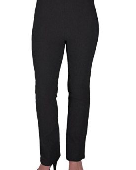 EyeCatch-Womens-Pull-On-Ribbed-Stretch-Bootleg-Elasticated-Trousers-Ladies-Pants-Regular-Leg-Black-Size-16-0