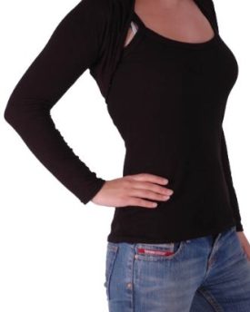 EyeCatchClothing-Delphi-Fitted-Bolero-Plain-Jersey-Knit-Shrug-One-Size-Black-0