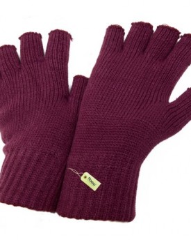 FLOSO-LadiesWomens-Winter-Fingerless-Gloves-One-Size-Burgundy-0