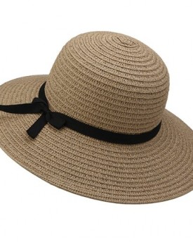 Fashion-Women-Girl-Wide-Brim-Summer-Beach-Sun-Straw-Bow-Ribbon-Hat-Derby-Cap-Khaki-0