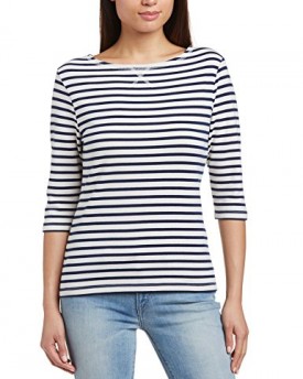 Fever-Womens-Bridgett-Striped-34-Sleeve-T-Shirt-White-NavyCream-Stripe-Size-18-0