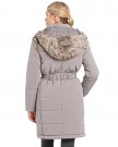 French-Connection-Womens-Juliette-Jacket-Hooded-Quilted-Long-Sleeve-Coat-Grey-Otter-Size-10-0-0