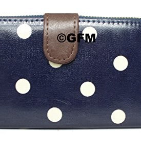 GFM-Ladies-Purse-Polka-Dot-OAGModel-A-Dark-Navy-Blue-Zipped-Purse-Wallet-Spots-Spotty-Dots-Pattern-0