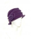 GIZZY-Ladies-One-Size-100-Wool-Ribbed-Pull-On-Cloche-Hat-with-Flower-Purple-0-0