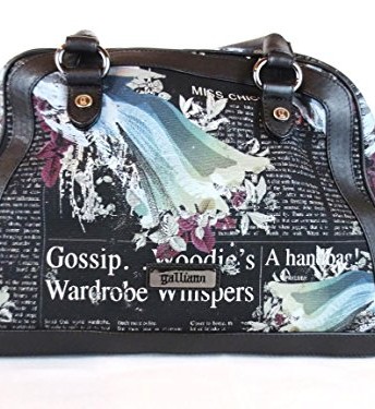 Galliano-Womens-handbag-with-stylish-newsprint-black-0