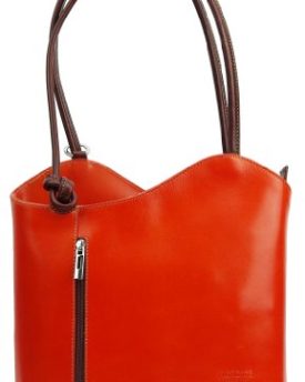 Genuine-Italian-Leather-Orange-with-Brown-Handbag-Shoulder-Bag-or-Back-Pack-LARGER-VERSION-Includes-a-Protective-Dust-Bag-0