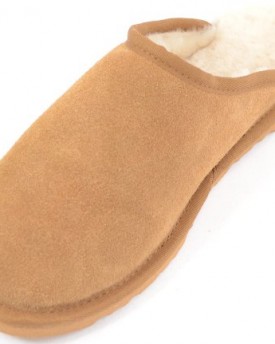Genuine-Unisex-Mule-Extra-Thick-Sheepskin-Slip-on-Slippers-with-Hard-Man-Made-Sole-Chestnut-Brown-Size-10-0