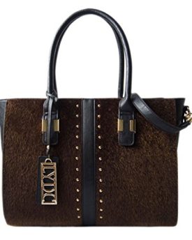 Girly-HandBags-New-Faux-Leather-Tote-Shoulder-Bag-Fur-Studs-Elegant-Women-Coffee-0