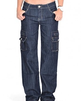 Glamour-Outfitters-Dark-Wash-Wide-Leg-Denim-Cargo-Pants-Combat-Jeans-Indigo-14-0