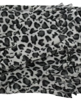 Grey-Black-Leopard-Print-Polar-Fleece-Scarf-Glove-Set-0