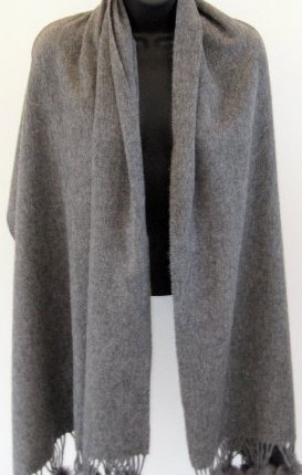 Grey-Cashmere-Wool-Shawl-Scarf-Wrap-With-Fur-Pom-Poms-By-Handbag-Bliss-0