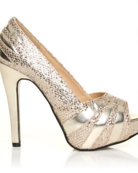 H13-Champagne-Glitter-Stiletto-High-Heel-Party-Peep-Toe-Shoes-Size-UK-5-EU-38-0