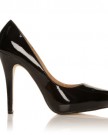 H251-Black-Patent-PU-Leather-Stiletto-High-Heel-Concealed-Platform-Court-Shoes-Size-UK-6-EU-39-0