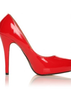 H251-Red-Patent-PU-Leather-Stiletto-High-Heel-Concealed-Platform-Court-Shoes-Size-UK-5-EU-38-0