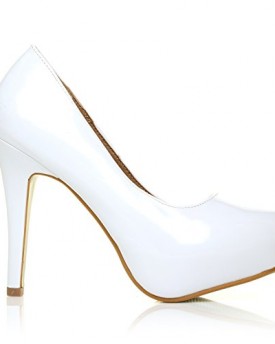 H251-White-Patent-PU-Leather-Stiletto-High-Heel-Concealed-Platform-Court-Shoes-Size-UK-6-EU-39-0