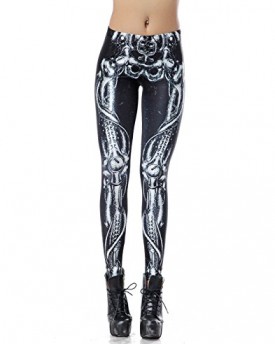 HDE-Womens-Funky-Digital-Graphic-Print-Designs-Stretch-Leggings-Dark-Bionic-Legs-0