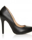 HILLARY-Black-PU-Leather-Stilleto-High-Heel-Classic-Court-Shoes-Size-UK-8-EU-41-0