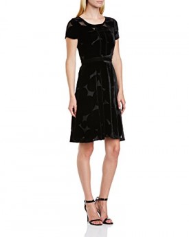 Havren-Womens-Devore-Abstract-Spot-Tea-Polka-Dot-Short-Sleeve-Dress-Black-Size-8-0