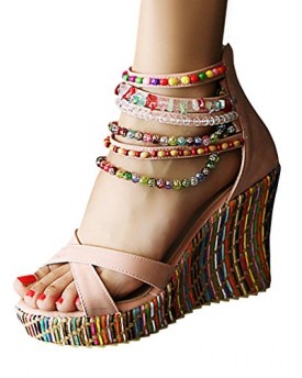 Hee-Grand-Women-Bohemian-Style-Beads-Peep-Toe-Sandals-UK-45-Pink-0
