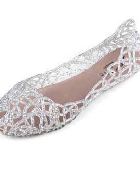 Hee-Grand-Womens-Flat-Heel-Bird-Nest-Mesh-Sandals-Silver-UK-45-0