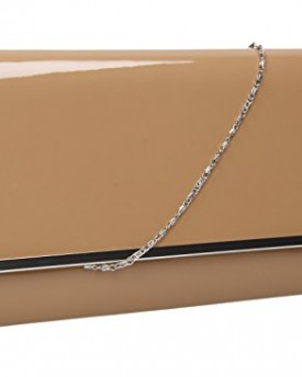 Heidi-Patent-Leather-Flapover-Womens-Party-Prom-Clutch-Bag-in-Nude-0