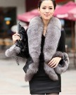 Hengsong-Women-Black-Artificial-Leather-Fur-Collar-Long-Sleeve-Slim-Coat-Warm-Jacket-Outerwear-4-size-XXL-bust-104cm-0-0
