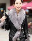Hengsong-Women-Black-Artificial-Leather-Fur-Collar-Long-Sleeve-Slim-Coat-Warm-Jacket-Outerwear-4-size-XXL-bust-104cm-0-1