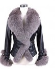 Hengsong-Women-Black-Artificial-Leather-Fur-Collar-Long-Sleeve-Slim-Coat-Warm-Jacket-Outerwear-4-size-XXL-bust-104cm-0-2