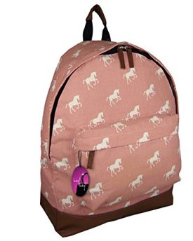 Hey-Hey-Handbags-Ladies-Canvas-Retro-Print-Backpack-Horse-Pink-CANVAS-0