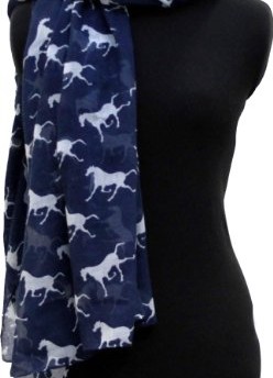 Horse-Animal-Print-Scarves-london-fashion-long-soft-scarves-Navy-Blue-0