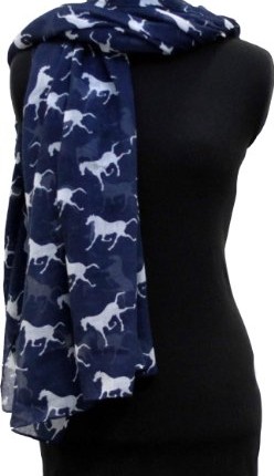 Horse-Animal-Print-Scarves-london-fashion-long-soft-scarves-Navy-Blue-0